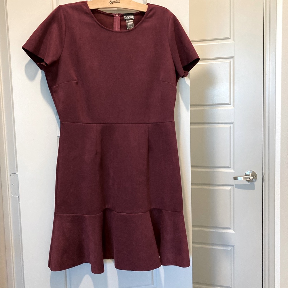 Dark red short suede texture dress. Size XXL. Very flattering shape on!